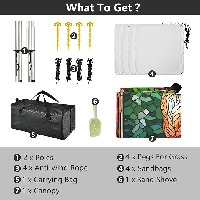 xigua Reindeer Beach Tent Sun Shelter with Carrying Bag - Silver Coated Oxford Fabric Beach Canopy for Beach Camping Fishing - Includes Windproof Ropes Sandbags &amp Stakes