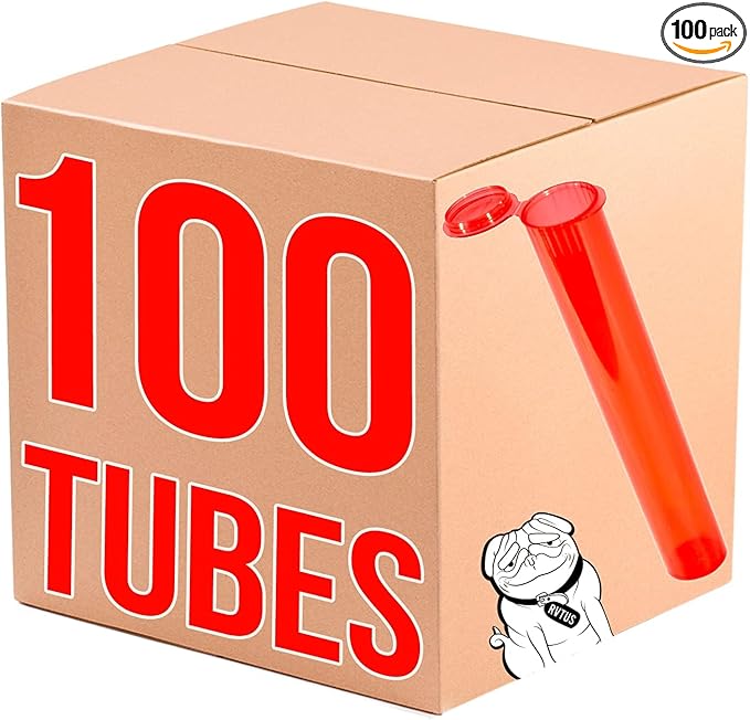 TUBES 100 Pack Tubes |109 MM Squeeze Top Child Proof Air-Tight Lid Eco-Friendly BPA-Free Plastic Container |Red