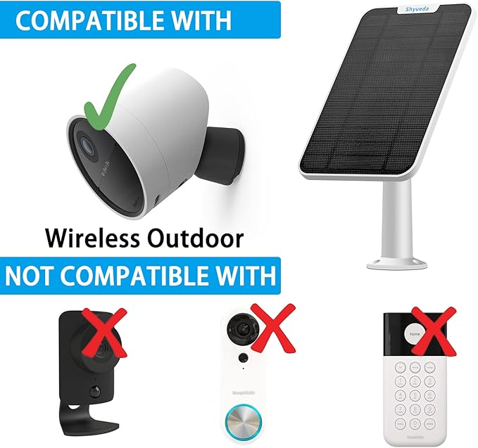 4W Solar Panel Charging Compatible with SimpliSafe Outdoor Security Camera only with 13.1ft Waterproof Charging Cable IP65 WeatherproofIncludes Secure Wall Mount(White)