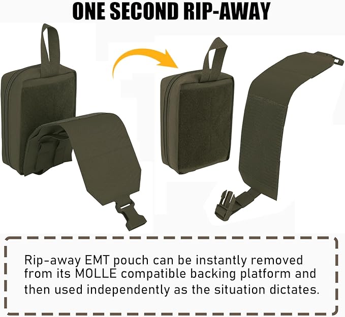 PETAC GEAR Tactical Rip Away Medical IFAK Pouch Tear Off First Aid EDC Pouches Molle &amp Belt Outdoor Emergency Survival Bag