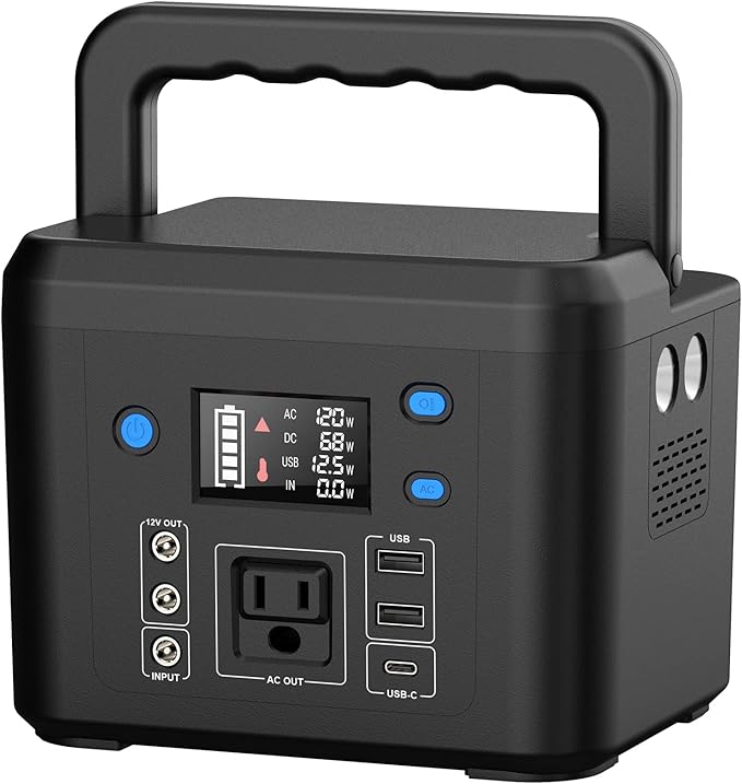200W Portable Power Station Powkey 120Wh/33000mAh Power Bank with AC Outlet 110V 6 Outputs Solar Generator External Battery Pack with LED Light for Home Use and Outdoor Camping