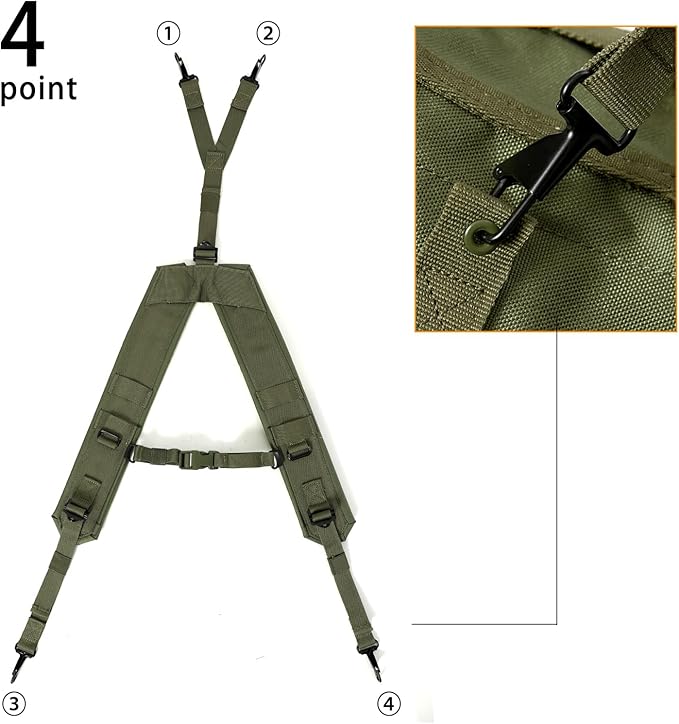 MT Military ALICE Yoke Shoulder Strap with Belt Utility Army Butt Pack and Canteen &amp Magazine Pouch set for Outdoor Backpack Olive Drab