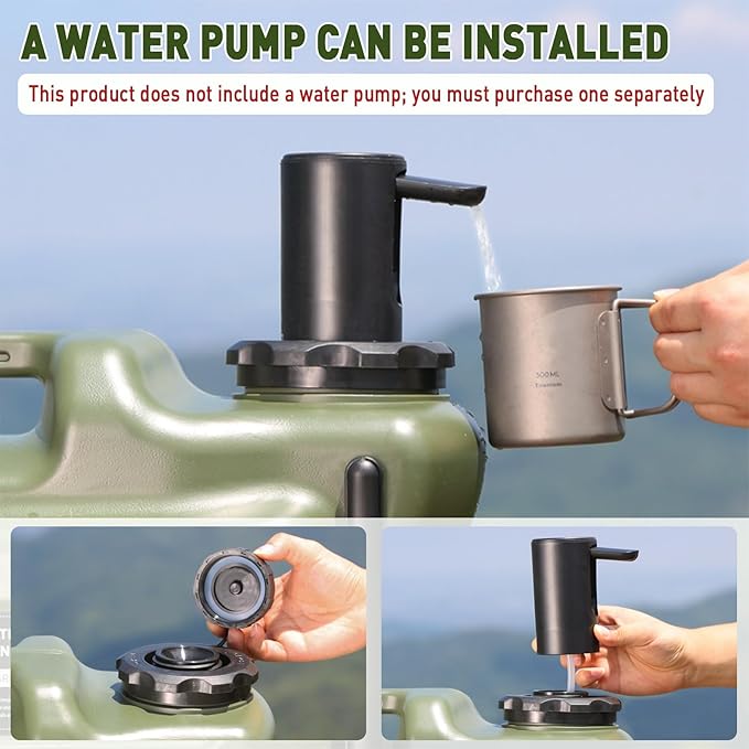 7.4 Gallon Water Jug 28L Portable Water Container with Wheel &amp Pull Handl Spigot Cleaning Brush Detachable Hose &amp Extra Lid BPA-Free Camping Hydration Canteen Outdoor Tank Storage PE - G