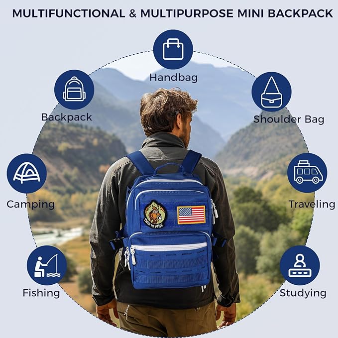 9L Mini Tactical Backpack for Men WomenSmall Military Tactical Backpack for SportGymHikingTravelCamping (Navy Blue)