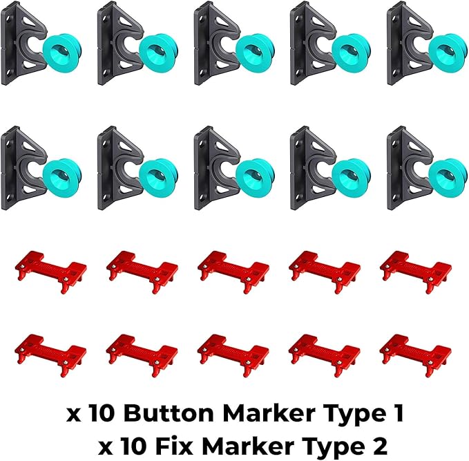 Button Fix Type 2 Bracket Marker Connecting 90 Degree Panels with New Upgraded Button (10 Sets + 10 Marker Guides)