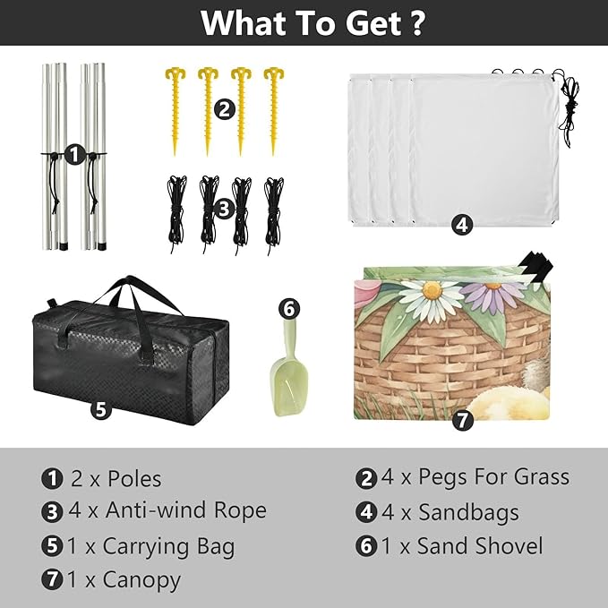 Beach Canopy with Windproof Ropes &amp Sandbags Beach Tent Sun Shade Sun Shelter for Camping Trips Fishing Backyard Fun or Picnics Rabbit