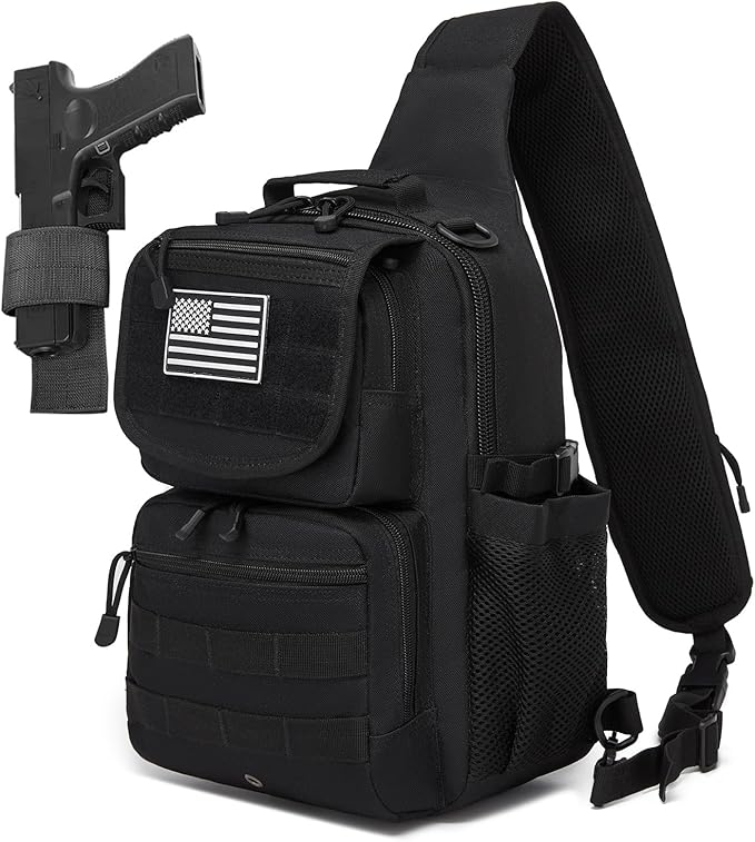 ATBP Tactical Crossbody Bag Holster Shoulder Backpack 6 Elastic Slots Water Bottle Holder Carrier Accessories Pouch 15L