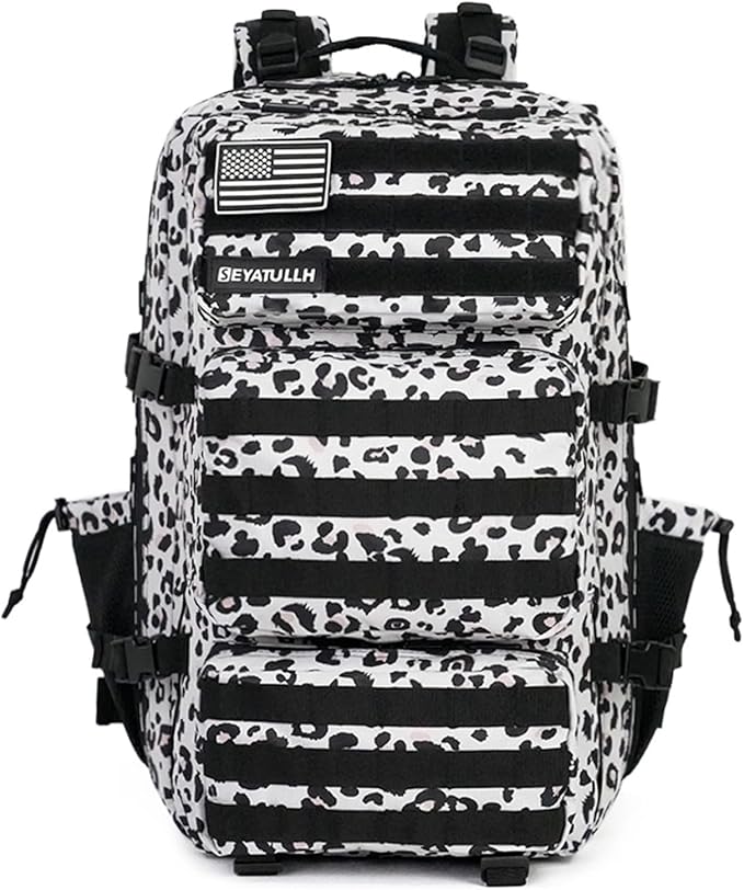 Military Tactical Backpack 55L for Men &amp Women Bug Out Bag Assault pack Molle Daypack Hiking Trekking Rucksack (Leopard print color)