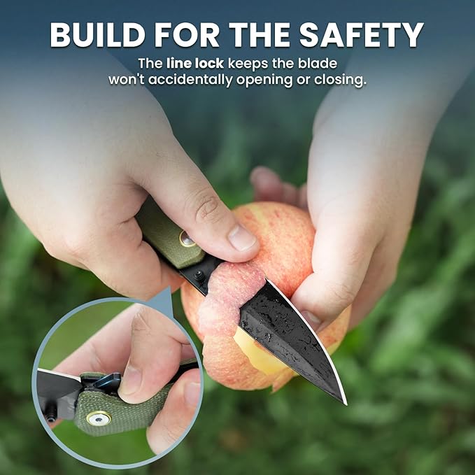 Pocket Knife For Men Folding Pocket Knife With 3.77 Sandvik 14C28N Blade &amp Micarta Handle Flipper Knife With 2-way Assisted Opening EDC Knife With Deep Pocket Clip For Hunting Camping