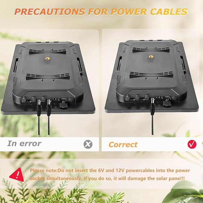 6W Solar Panel for Trail Cameras 6V/9V/12V Solar Battery Charger Kit Built-in 6000mAh Rechargeable Battery Trail Camera Solar Panel IP65 Waterproof Hunting Accessories 5ft Cable