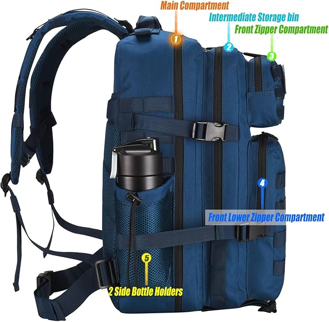 45L Tactical Backpack for Men Women Military Assault Pack with MOLLE Large 3 Day Bug Out Bag for Hiking Camping