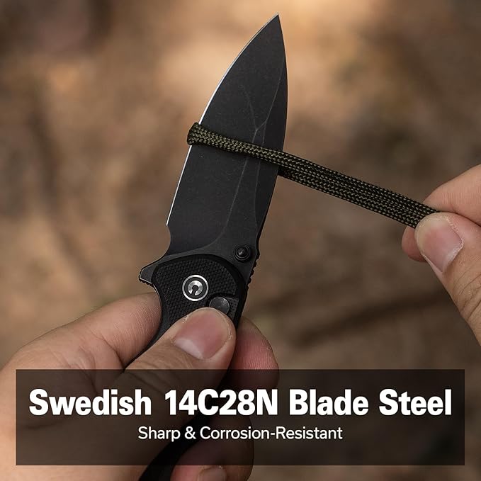 CIVIVI Triptych Folding Pocket Knife 2.97 14C28N Blade G10 Handle with Reversible Clip Button Lock Knife for EDC Camping Hiking C23085B-1 Black