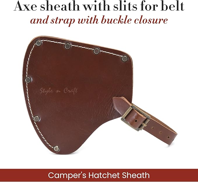 Style n Craft Camper/Sportsman's Hatchet Sheath Full-Grain Leather Axe Sheath with Secure Covering