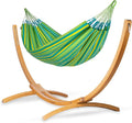 LA SIESTA® - Large Double Brisa Classic Hammock &amp Elipso Stand - Larch Wood Hammock Stand - Weather &amp Tear Resistant - Backyard Outdoor Hammock with Stand - 2-Person Max 355 Lbs Lime