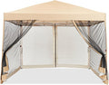 Quick Setup Pop Up Canopy Tent 10x10ft – Waterproof Outdoor Shade Gazebo Mesh Mosquito Netting Sidewalls Portable Shelter for Camping Patio Beach Parties Events
