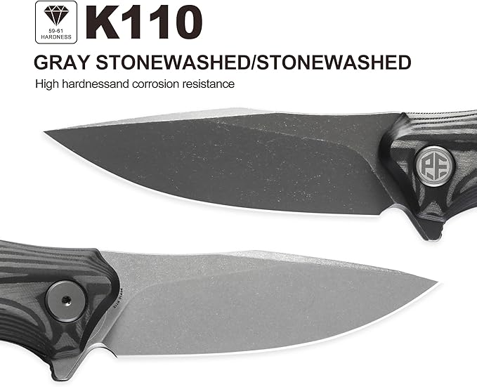 Petrified fish PFP10 Hairtail Folding Knife 3.54 K110 Stonewashed Blade 5.25 oz Micarta Handle Pocket Folding knife for EDC Camping Outdoor (Khaki Stonewashed)