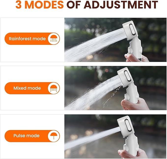 Portable Shower for Camping with Reverse Charging FunctionPortable Shower Pump with Rechargeable ElectricPortable Shower HeadPortable Hosewith 3 Spray Modes for CampingHikingTraveling