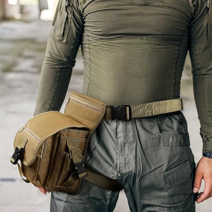 Tactical Drop Leg Bag Adjustable Thigh Pouch Bag with Multi-Pocket for Cycling Hiking Climbing Hunting Travelling