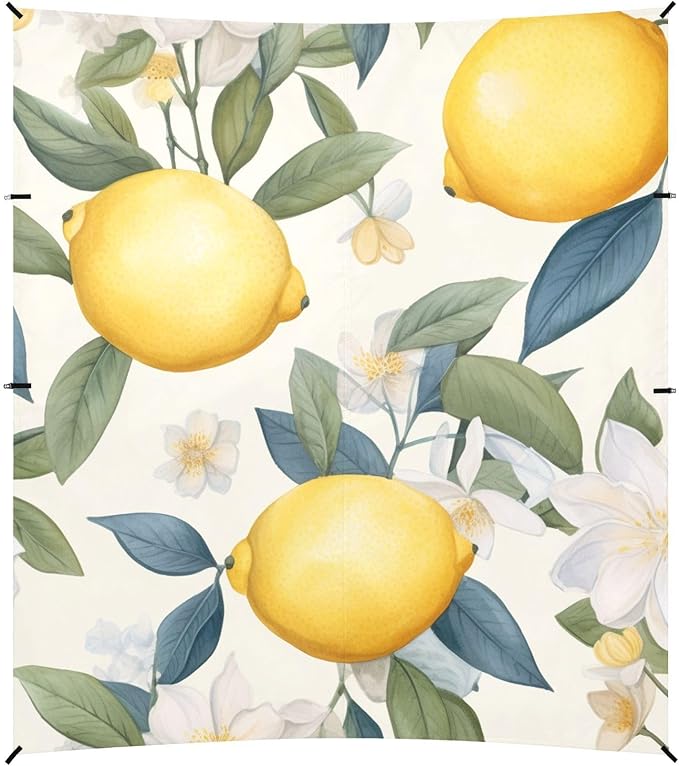 ALAZA Lemons Hand Drawn Floral Beach Tent Sun Shelter Portable Canopy Sunshade for Outdoor Camping Picnics Backyard Fun 10x9 ft