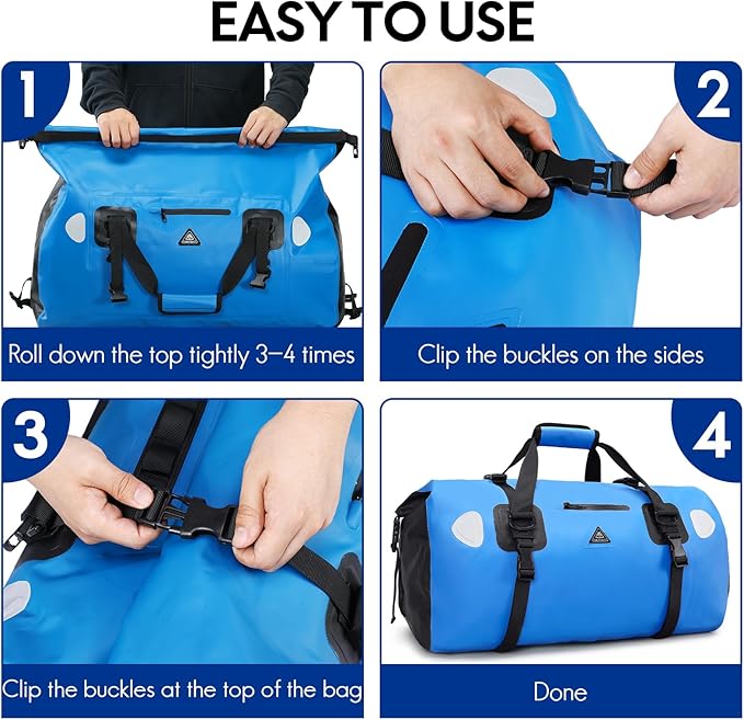 Haimont Waterproof Duffel Bag Roll-top Dry Duffel Bag with Quick-fixed Straps for Motorcycling Rafting Boating SUP Kayaking Travel 50L/70L