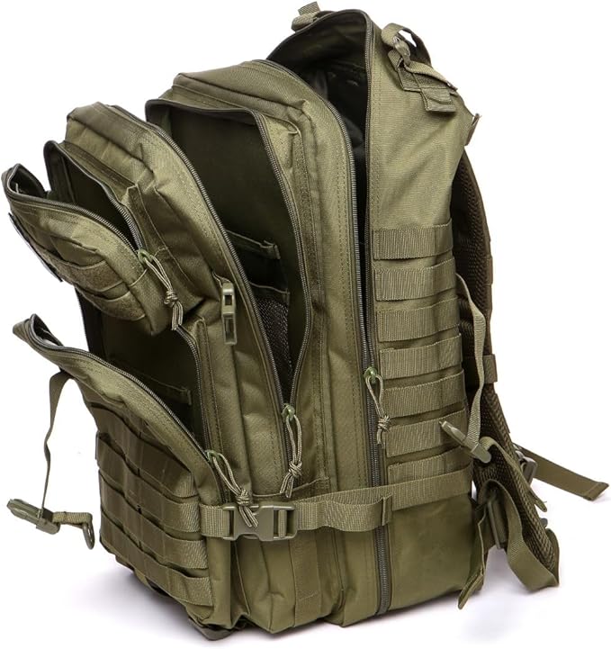 45L Sturdy Nylon Waterproof Fishing Hunting Backpack Outdoor Military Rucksacks Tactical Sports Camping Hiking (Green)