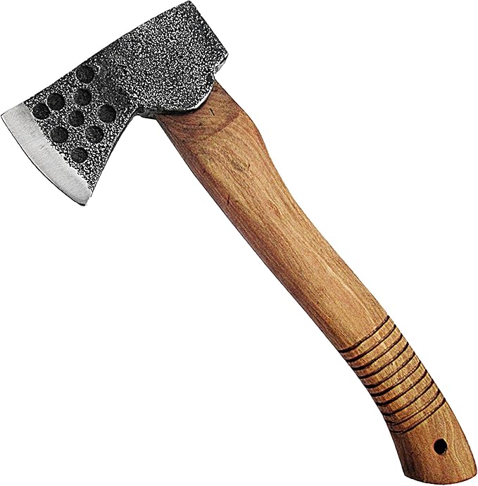 MedievalDepot Camping Hatchet - Compact Forged Steel Axe with Wooden Handle for Outdoor Survival Bushcraft Backpacking