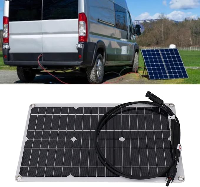 20W 18V Flexible Solar Panel Monocrystalline Solar c harge Board for 12V Battery Security Camera System Marine RV Cabin Van Car Compact and Lightweight