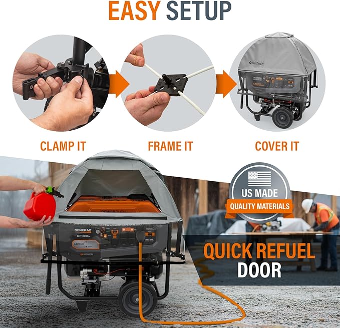 GenTent XL Open Frame Running Cover – Universal Kit Generator Tent for Larger Generators (Gray XL - Standard)