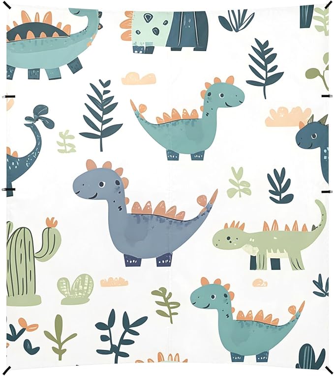 ALAZA Cactus Grass Dinosaur Pattern Beach Tent Sun Shelter Portable Canopy Sunshade for Outdoor Camping Picnics Backyard Fun 10x9 ft