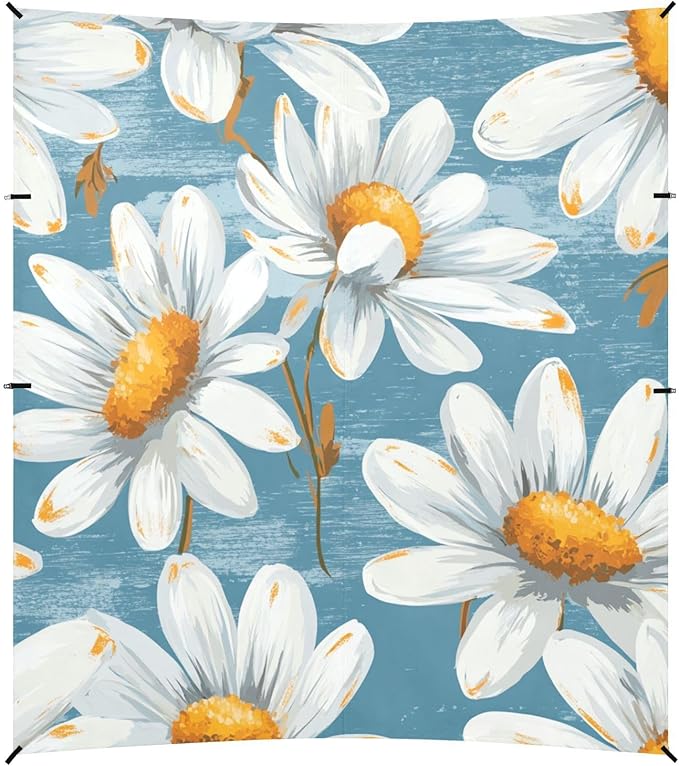 ALAZA Elegant Daisy Hand Drawn Floral Beach Tent Sun Shelter Portable Canopy Sunshade for Outdoor Camping Picnics Backyard Fun 10x9 ft