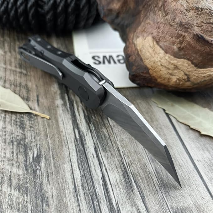 HUAAO Push Button Knife Spring Assisted Opening EDC Folding Pocket knives For Men2.08 inch 8Cr13Mov Hawkbill Bladegray aluminum handleWith Deep Carry Pocket Clip