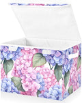 ALAZA Hydrangea Flowers Storage Bins Organizer Box Baskets Lidded Clothes for Shelves Closet Collapsible Stackable Storage Cubes Handles