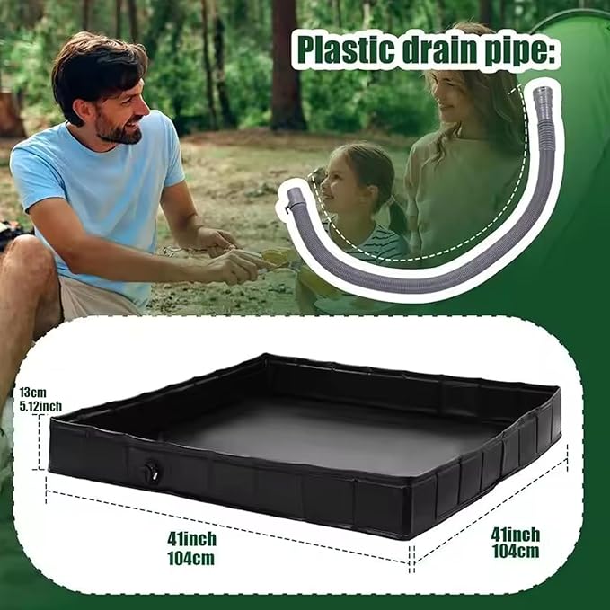 Portable Shower Base 41x41x5 Inch Portable Shower Pan with Drain Pipe &amp Clamp Foldable PVC Base for Camping Travel Outdoor Outdoor Camping