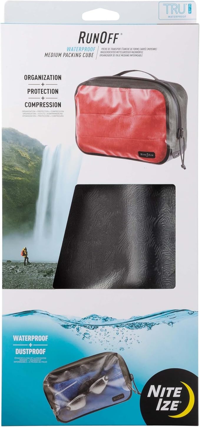 Nite Ize RunOff Waterproof Packing Cube - Waterproof Packing Cube for Travel - Dry Travel Bag with Compression - Charcoal Medium