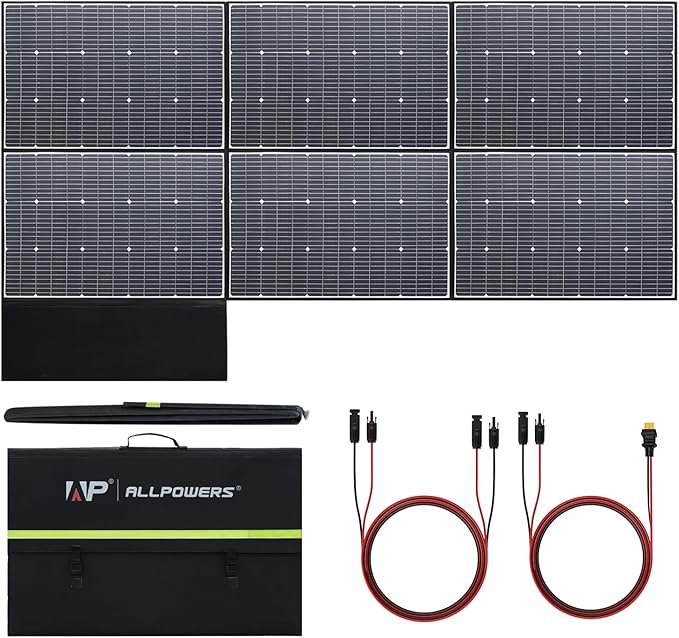 ALLPOWERS SP039 600W Foldable Solar Panel 24% Efficient IP66 Waterproof for RV Camping Home &amp 12V Systems Compact Portable Design