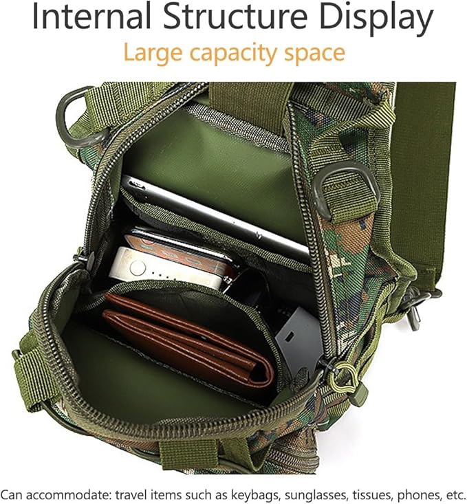 Tactical Backpack Waterproof Military Cross-body Molle Single Shoulder Backpack Chest Bag for Outdoor Every Day Carry (ACU)