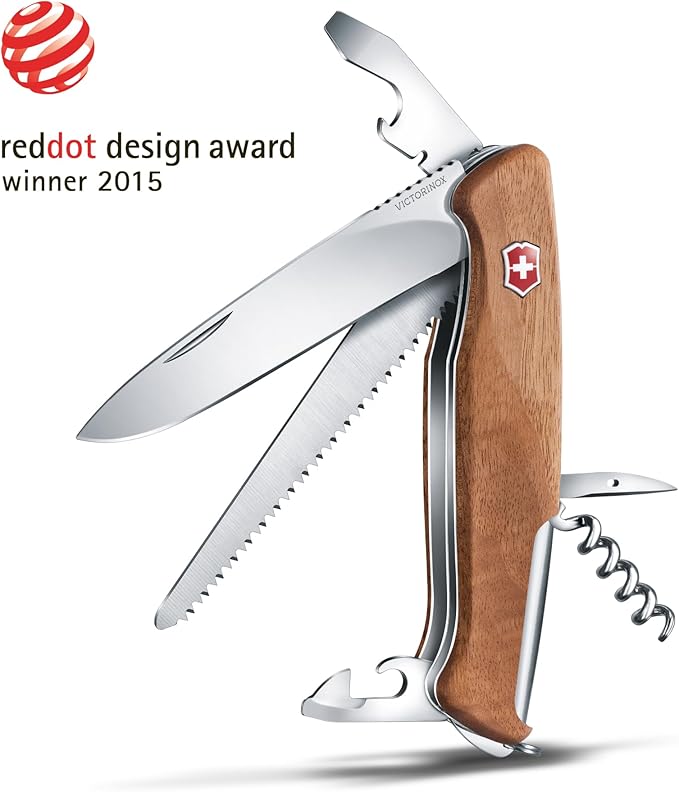 Victorinox RangerWood 55 10 Function Swiss Army Pocket Knife Brown