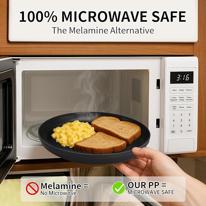 40 Piece Plastic Dinnerware Set for 8 with Cutlery Unbreakable Plates and Bowls Set Dishwasher &amp Microwave Safe Reusable Dish Set for Camping RV Outdoor Kitchen Apartment DiningRainbow Multi