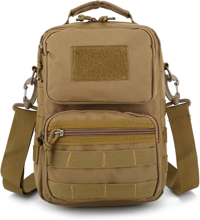 Outdoor Sports Hiking Sling Pack Camouflage Tactical Molle Shoulder Bag Trekking Hunting Backpacks Purse(Khaki)