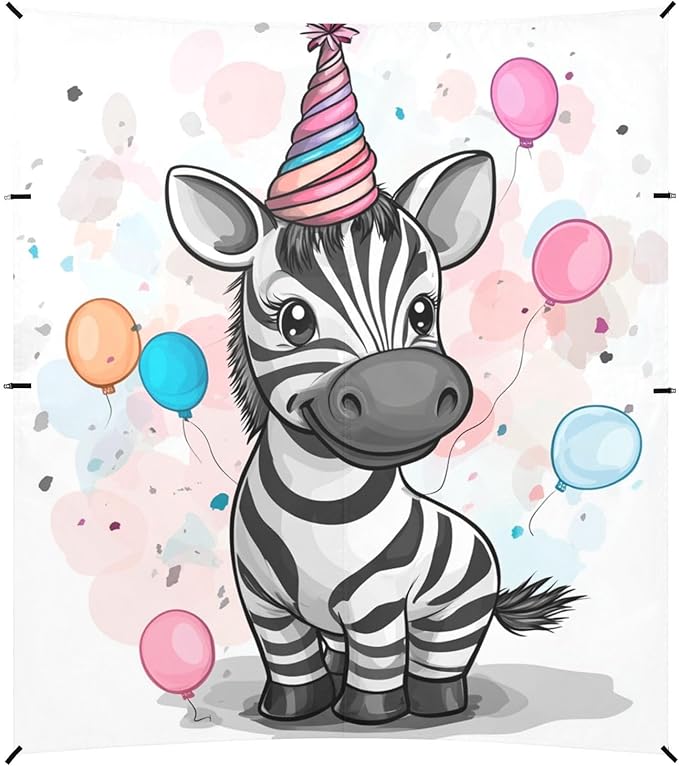 ALAZA Cute Cartoon Zebra Party Beach Tent Sun Shelter Portable Canopy Sunshade for Outdoor Camping Picnics Backyard Fun 10x9 ft