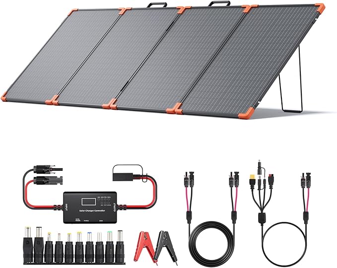 ZOUPW 200W Portable Solar Panel (Tempered Glass)Heavy-Duty Foldable Mono Solar Charger for Jackery Explorer 1000 v2/EcoFlow Delta 2/BluettiIP67 Waterproof Off-Grid Power for RV Camping Power Backup