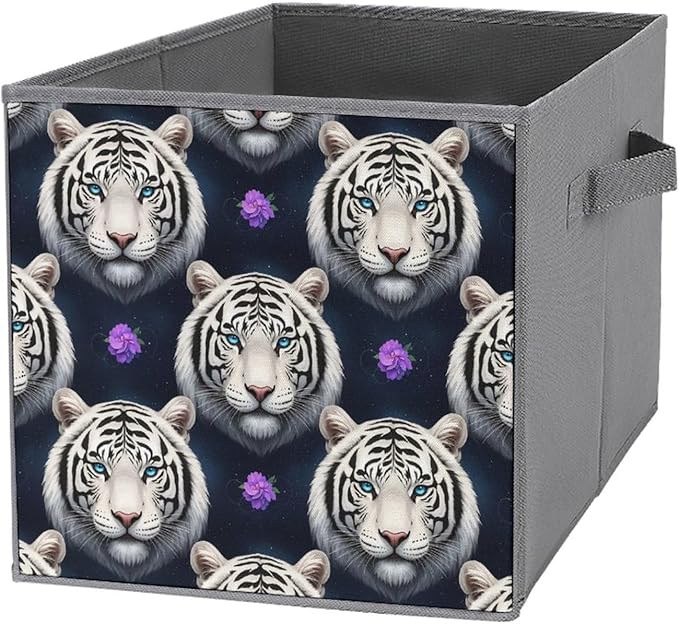 Clever Cube Storage Bins Starry Sky White Tiger Cute Practical Organizer for Small Spaces Fashionable Storage Solution