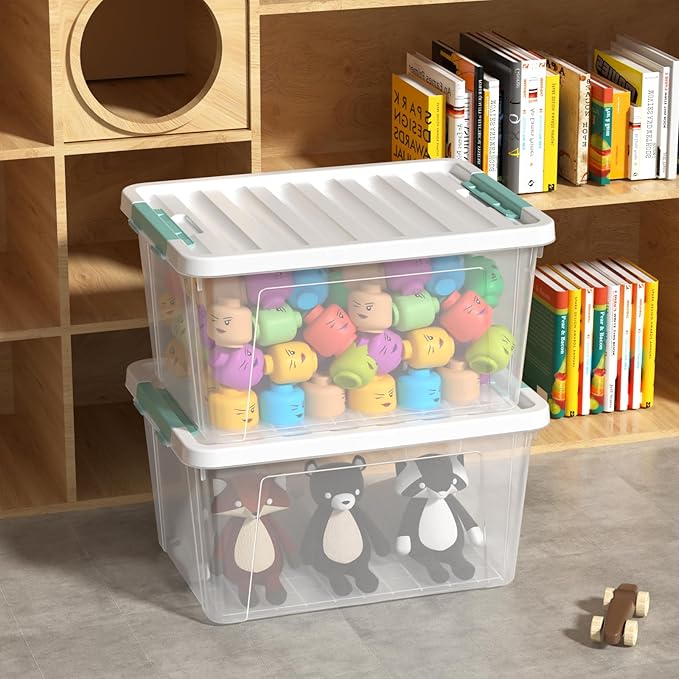 35 Quart Latch Storage Box 6-Pack Clear Plastic Storage Bins with Latching Lids
