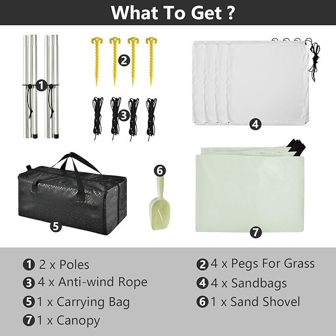 xigua Bean Green Beach Tent Sun Shelter with Carrying Bag - Silver Coated Oxford Fabric Beach Canopy for Beach Camping Fishing - Includes Windproof Ropes Sandbags &amp Stakes