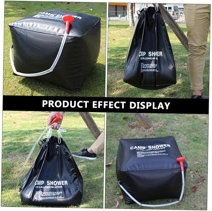 POPETPOP Portable Solar Shower Bag Outdoor Camping Shower Bag with Durable Material Heats Water Using Solar Energy with Nozzle for Warm Anywhere