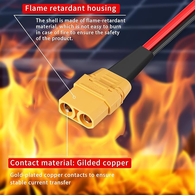 ELFCULB Aviation Plug to XT90 Cable 12AWG XT90 Female Connector to Aviation Male 12V Charing Cable Compatible with Portable Power Station AC200MAX/AC200P New 2-Pin(6FT)