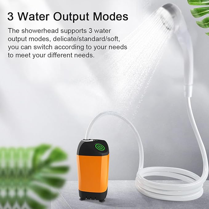 Portable Electric Shower Pump Strong Water Absorption for Camping Hiking Backpacking Blue