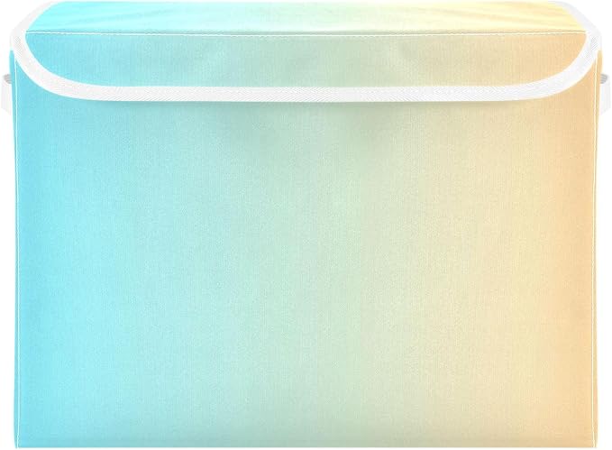 Blue Yellow Gradient Storage Bins with Lids Foldable Book Storage Boxes for Storage for Office Supplies Home Decor