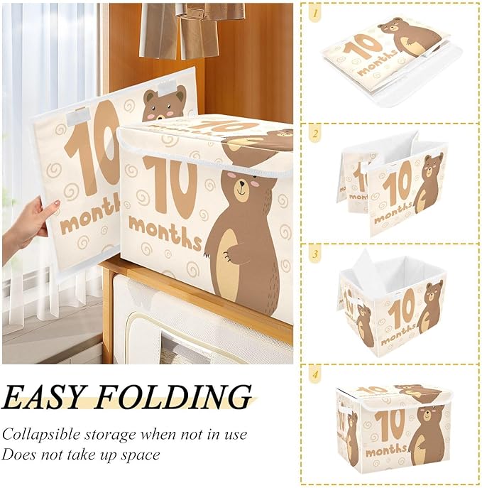 10_months Storage Bins with Lid Foldable Closet Organizers Garage Storage Bins for Home Studyroom Office Basket