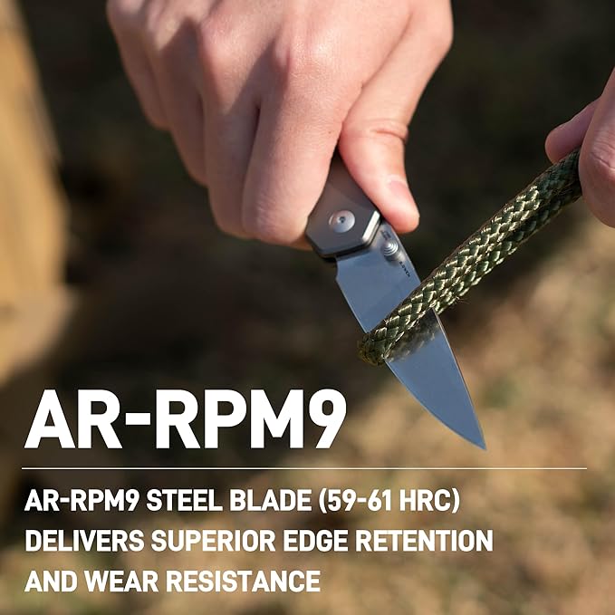 CJRB Kain Pocket Knife 2.95'' AR-RPM9 Steel Blade Aluminum Handle Small EDC Knife with Pocket Clip for Camping Hiking Survival Designed by Sanford Owen(J1956)